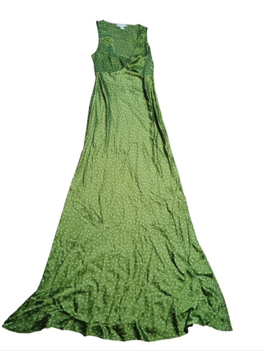 Topshop Green Polka Dot Maxi Dress US 4 Sleeveless Boho Cottagecore Like New